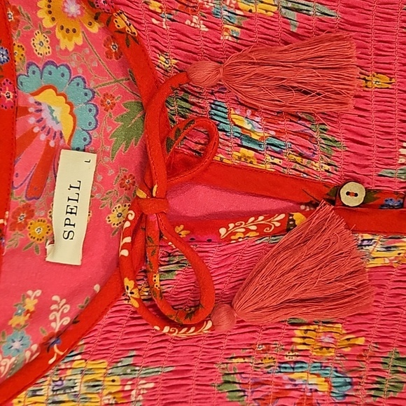 💕SPELL & THE GYPSY💕 Solstice Boho Midi Dress ~ Salsa Rose Large - Picture 13 of 16